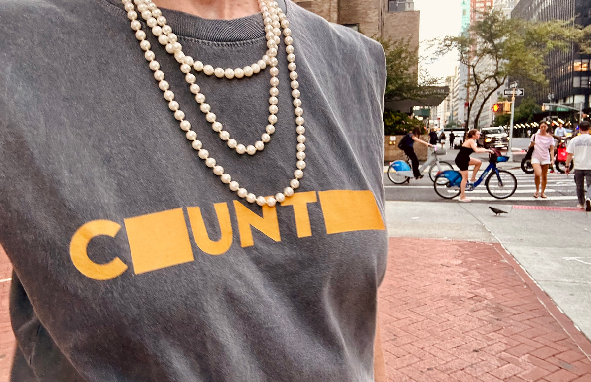 COUNTRY REDACTED™ 001.5            IN MIGRATION                             Washed Charcoal / Gold Muscle Tee